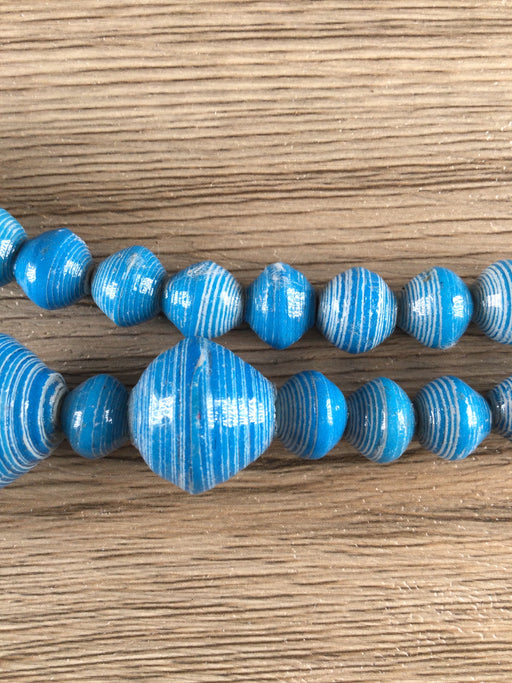 Hidden Gems: Turquoise Blue Recycled Paper Beads (Clasp Is Defective)