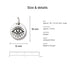 Antiqued silver evil eye coin charm size and details: 16 x 12 mm pewter, 2.5mm loop hole, made in Europe