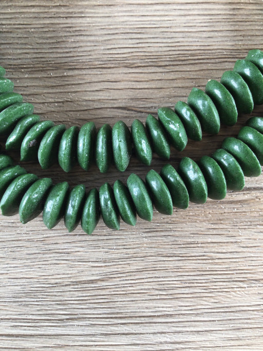Hidden Gems: Green Ashanti Glass Saucer Beads