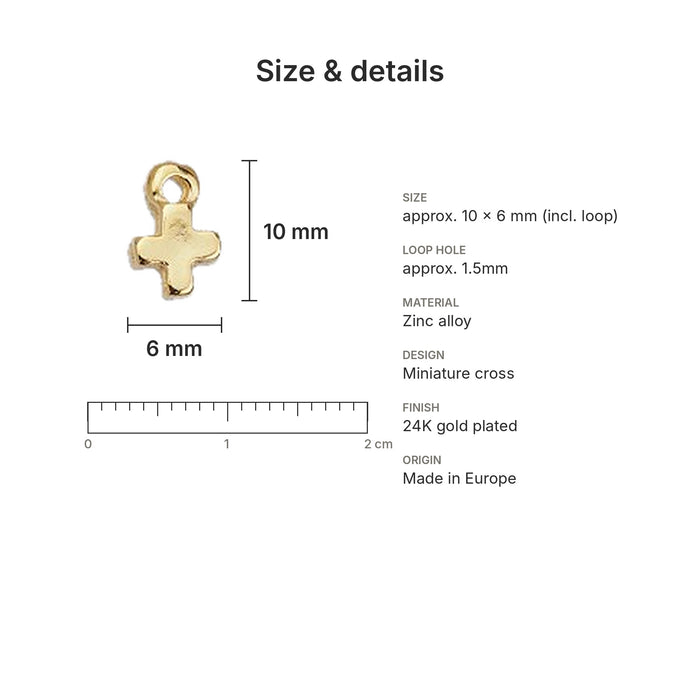 gold cross charms size details mini