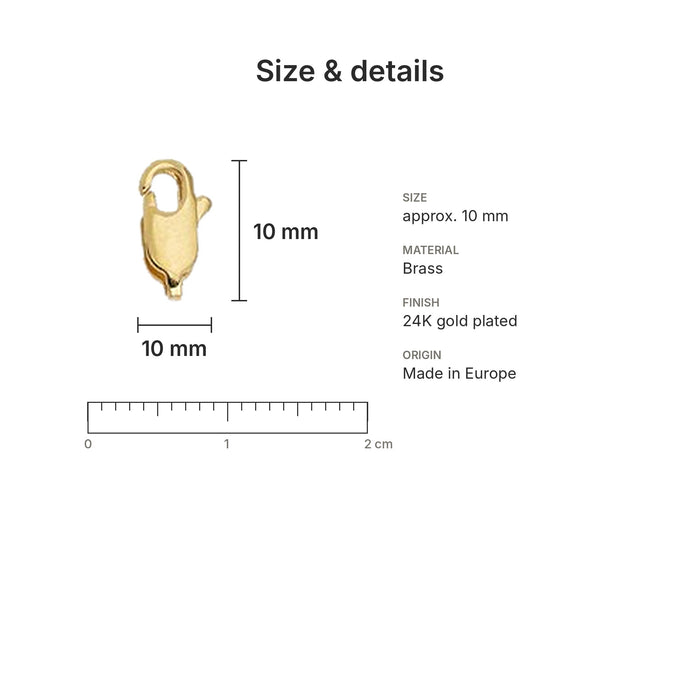 gold lobster clasps size details 10 brass