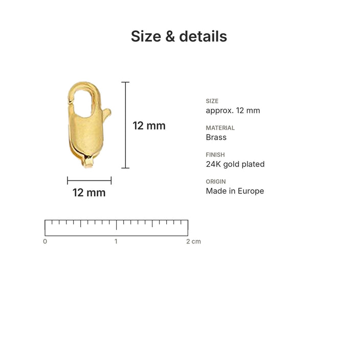gold lobster clasps size details 12 brass