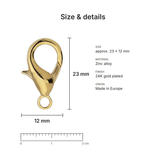 gold lobster clasps size details 12x23