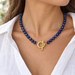 Gold plated toggle clasp on a lapis bead necklace, design idea