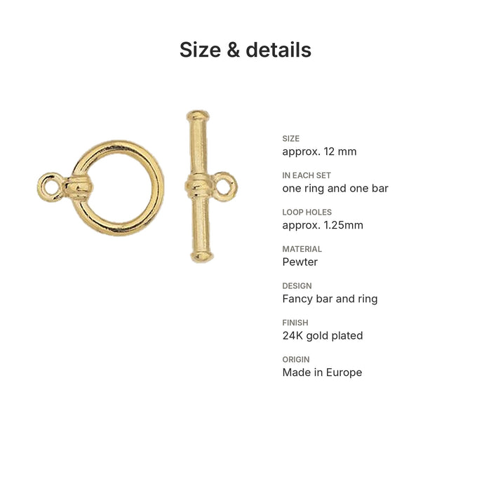 gold toggle clasps size details bar ring