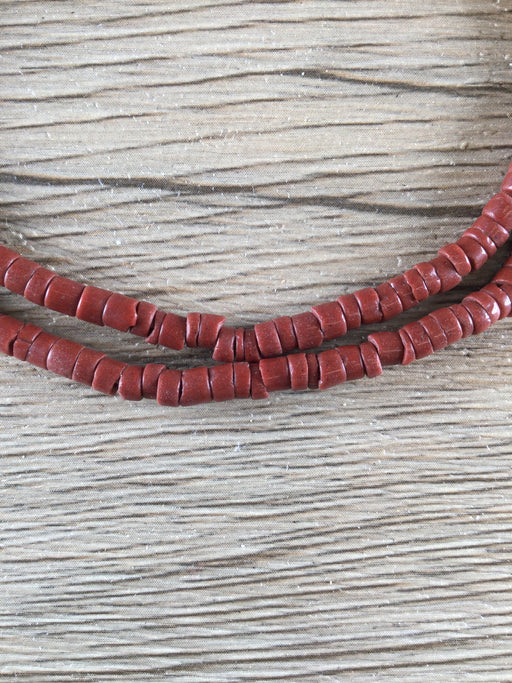 Hidden Gems: Brick Brown Ghana Glass Heishi Beads