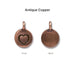 Antique copper heart charm front and back