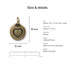 Antiqued brass heart coin charm size and details: 16 x 12 mm pewter, 2.5 mm loop hole, made in Europe