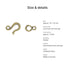 hook eye clasps size details hammered brass