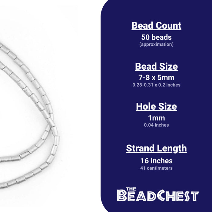 Silver Tube Natural Wood Beads (7x5mm) - The Bead Chest