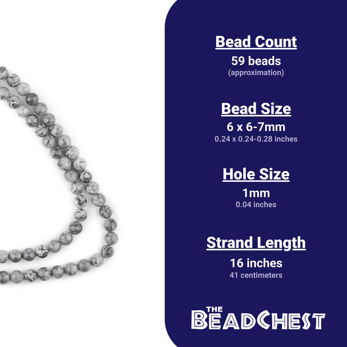 Round Silver Leaf Jasper Beads (6mm) — The Bead Chest