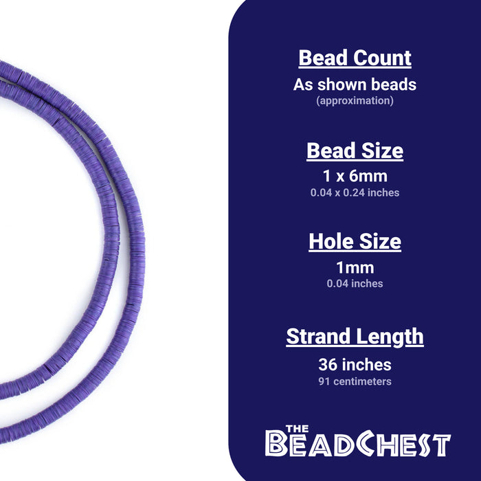 Royal Purple Vinyl Phono Record Beads (6mm) - The Bead Chest