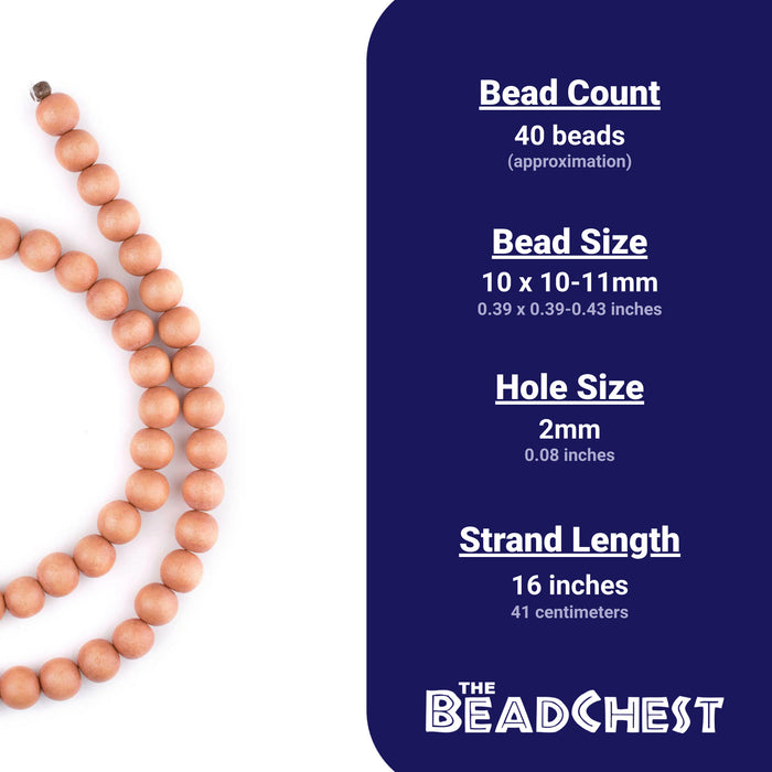 Orange Round Natural Wood Beads (10mm) - The Bead Chest