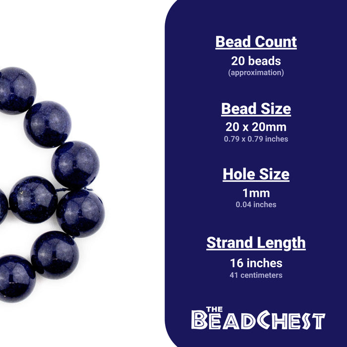36" Natural Blue Lapis Lazuli Gemstone Bead Necklace – 8-18mm Round – Hook Closure – Handmade