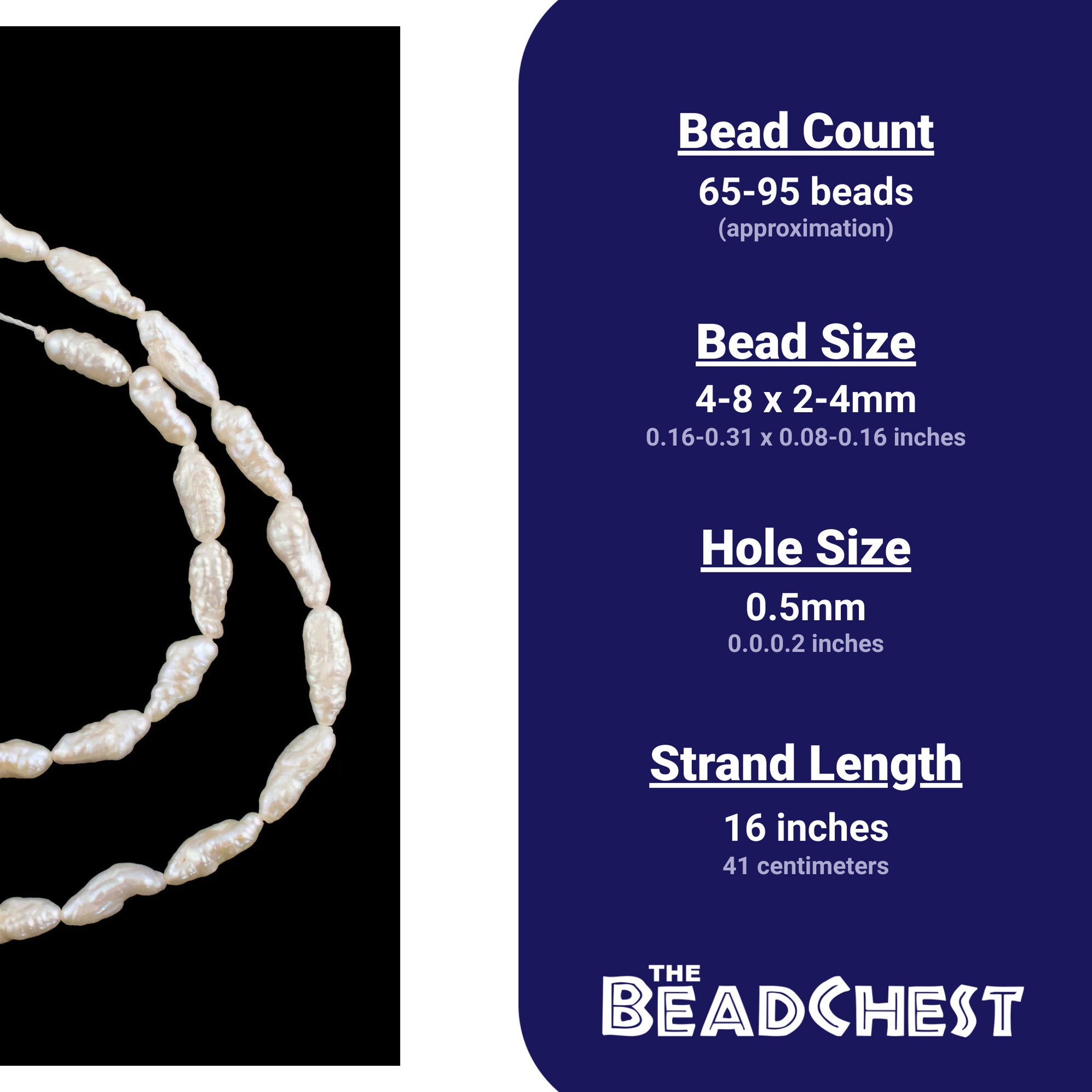 Vintage Japanese Rice Pearl Beads (4mm) | The Bead Chest
