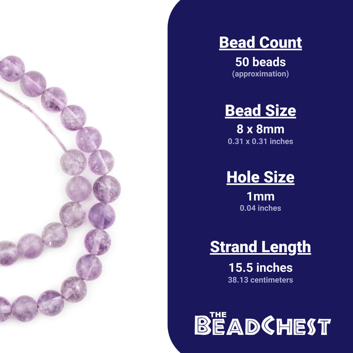 Light Round Amethyst Beads (8mm) - The Bead Chest