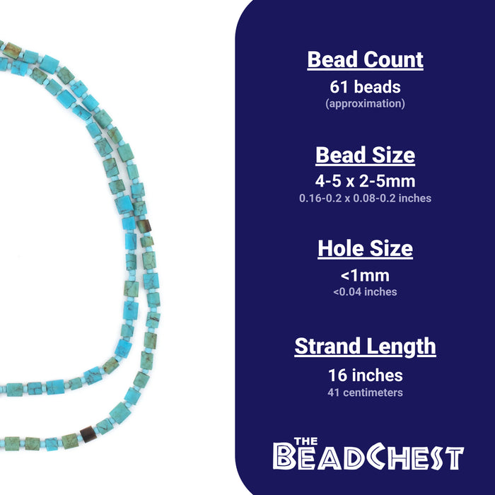 Flat Turquoise-Style Afghan Stone Beads (5x3mm) - The Bead Chest