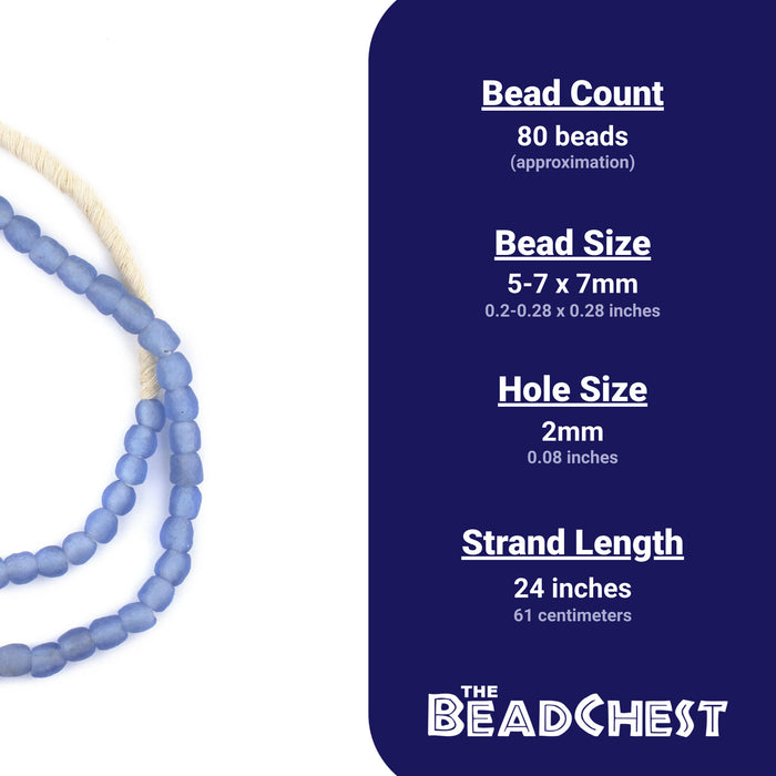 Blue Recycled Glass Beads (7mm) - The Bead Chest