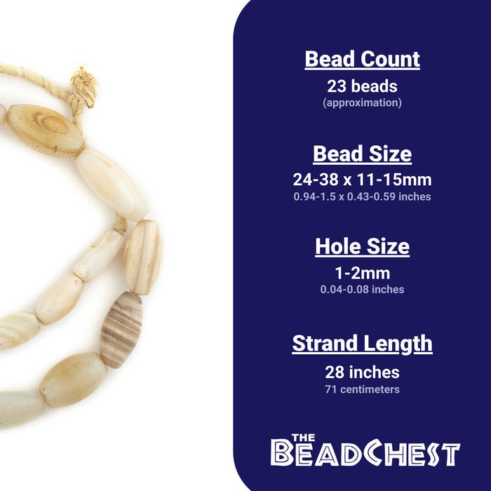 Old Nigerian White Agate Beads (11-15mm) - The Bead Chest