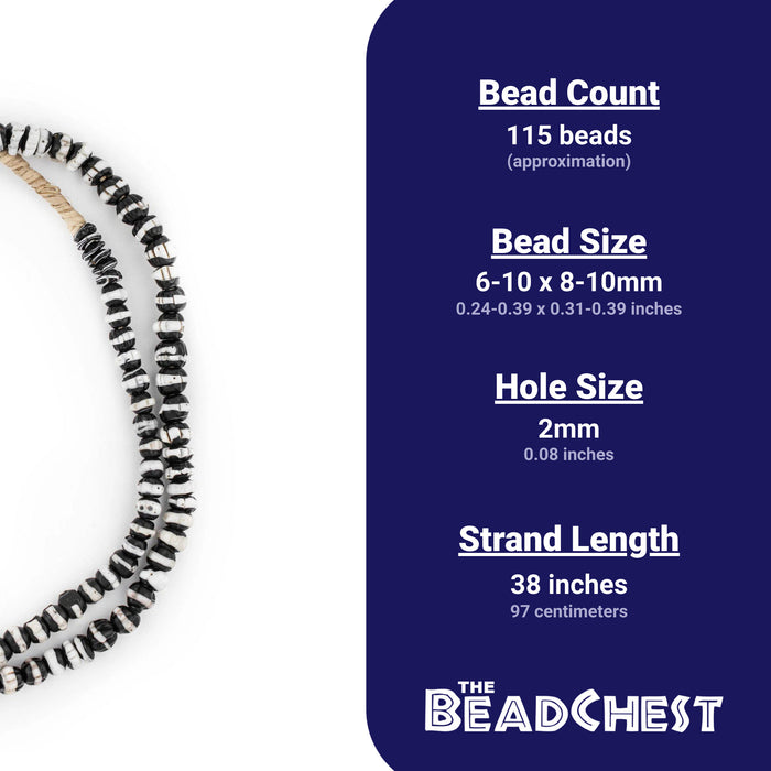 White Stripe Dogtooth Venetian Trade Beads - The Bead Chest