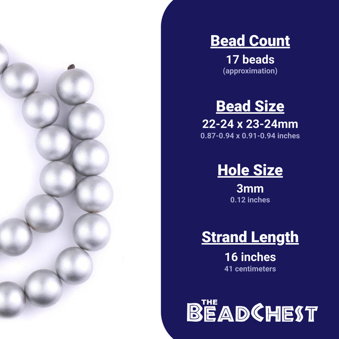 Silver Round Natural Wood Beads (24mm) - The Bead Chest