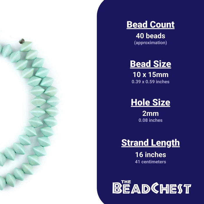 Mint Green Bicone Natural Wood Beads (10x15mm) - The Bead Chest