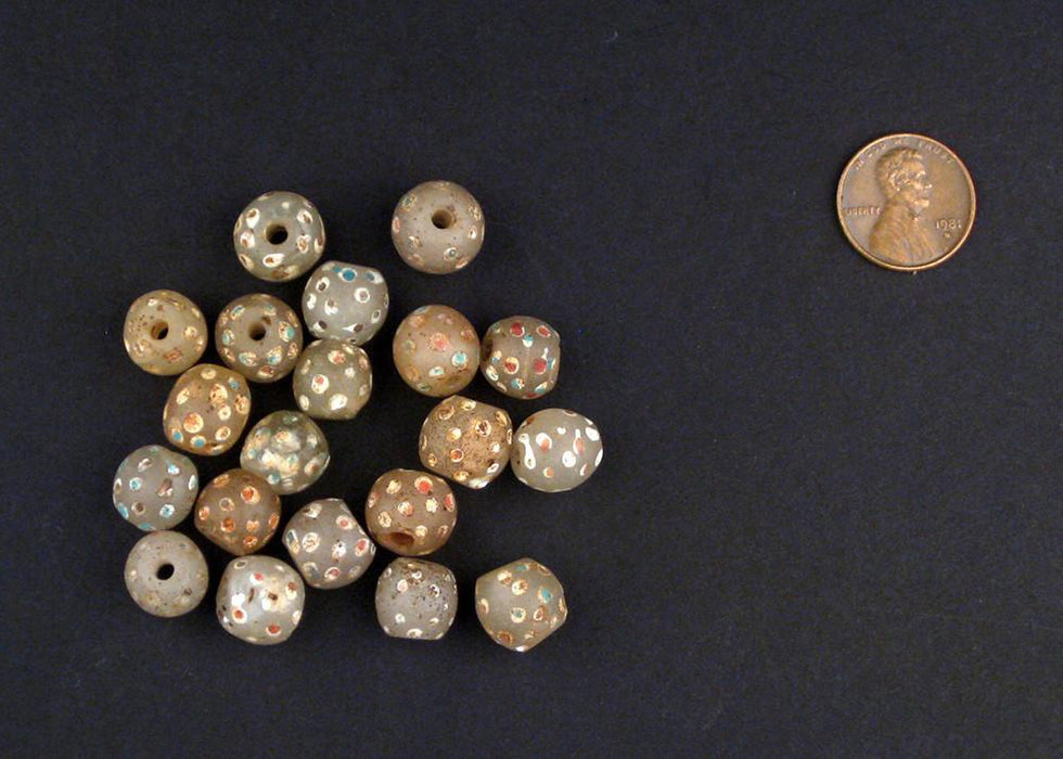 Antique White Skunk Venetian Eye Trade Bead (Single Bead) (4 Pack) - The Bead Chest