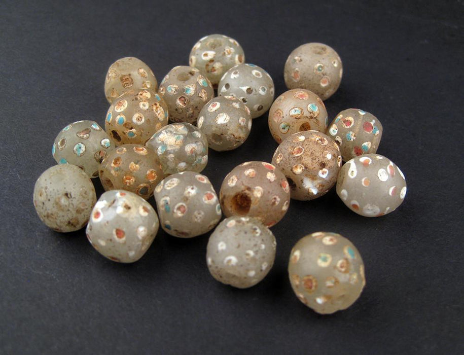Antique White Skunk Venetian Eye Trade Bead (Single Bead) (4 Pack) - The Bead Chest