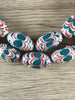 Hidden Gems: Teal Patterned African Style Java Glass Beads