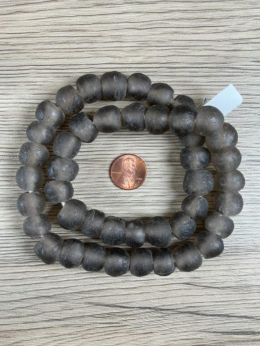 Hidden Gems: Groundhog Grey Recycled Glass Beads (14mm)