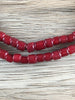 Hidden Gems: Vintage Red Cylindrical White Heart Beads
