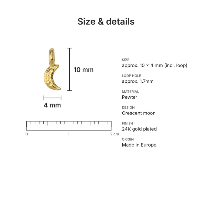 moon charms size details crescent gold