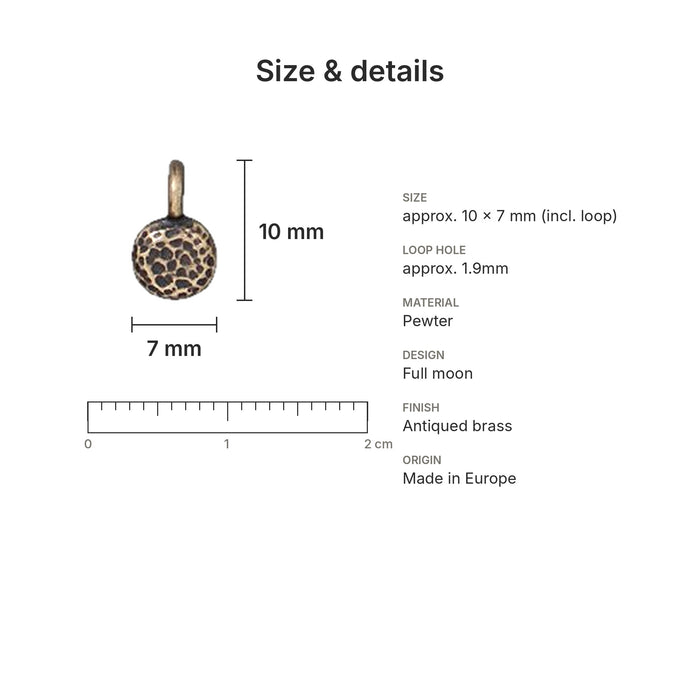 moon charms size details full brass