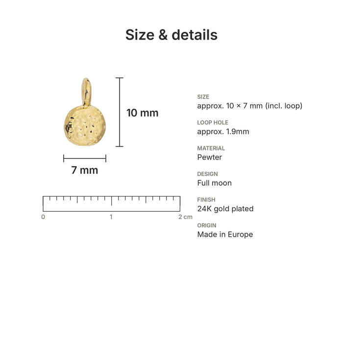 moon charms size details full gold