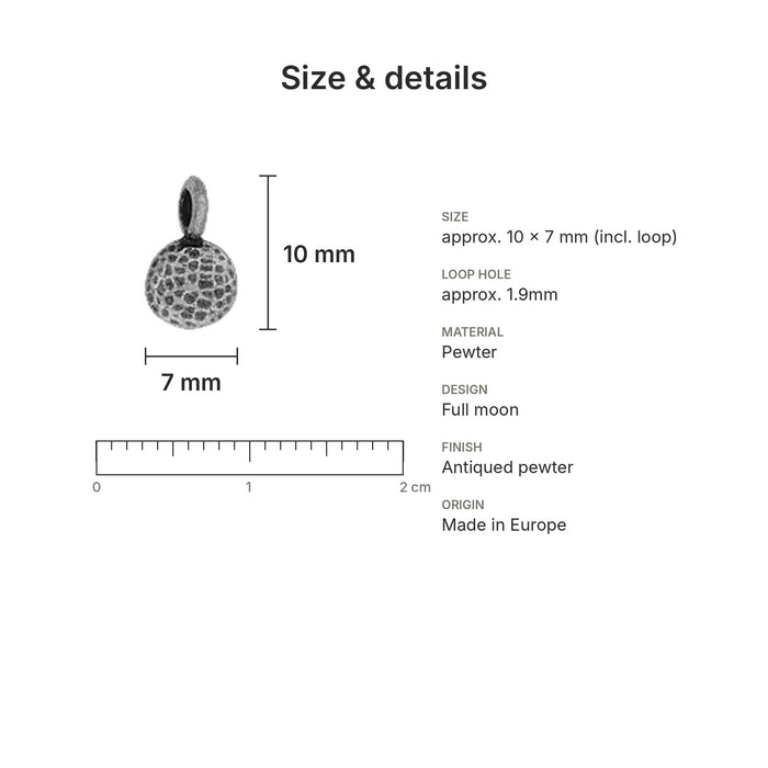moon charms size details full pewter