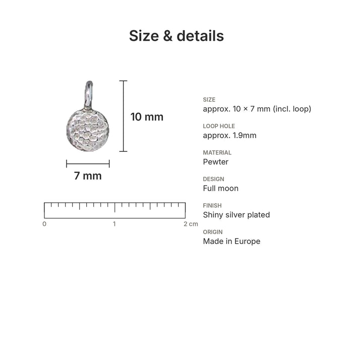 moon charms size details full silver