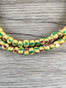 Hidden Gems: Vintage Striped Yellow Brown & Green Czech Glass Beads