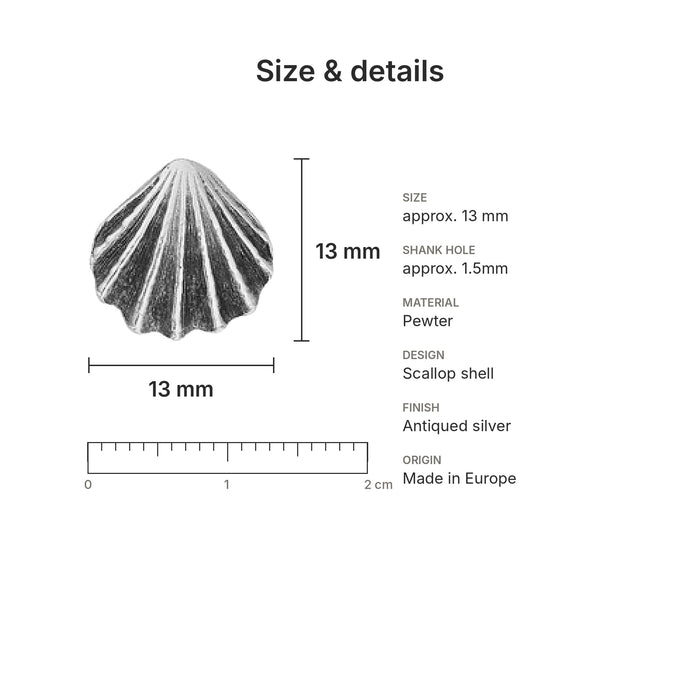 pewter buttons size details shell silver