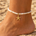 Gold plated starfish charm on a shell bead anklet, design idea