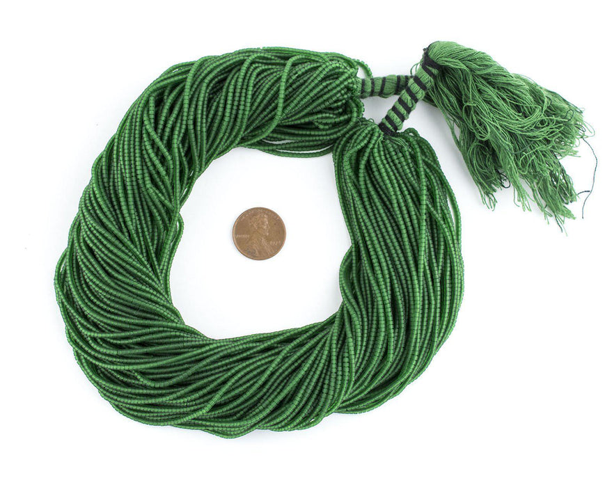 Dark Green Afghan Tribal Seed Beads (10 Strands)