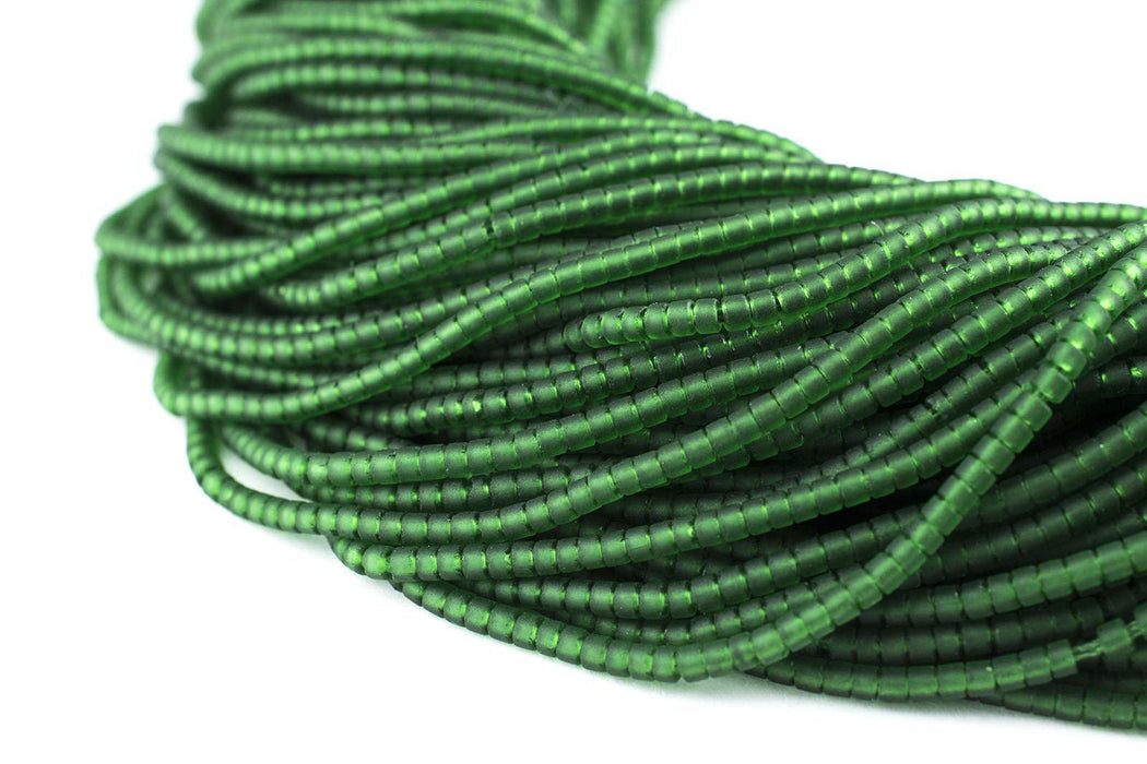 Dark Green Afghan Tribal Seed Beads (10 Strands)