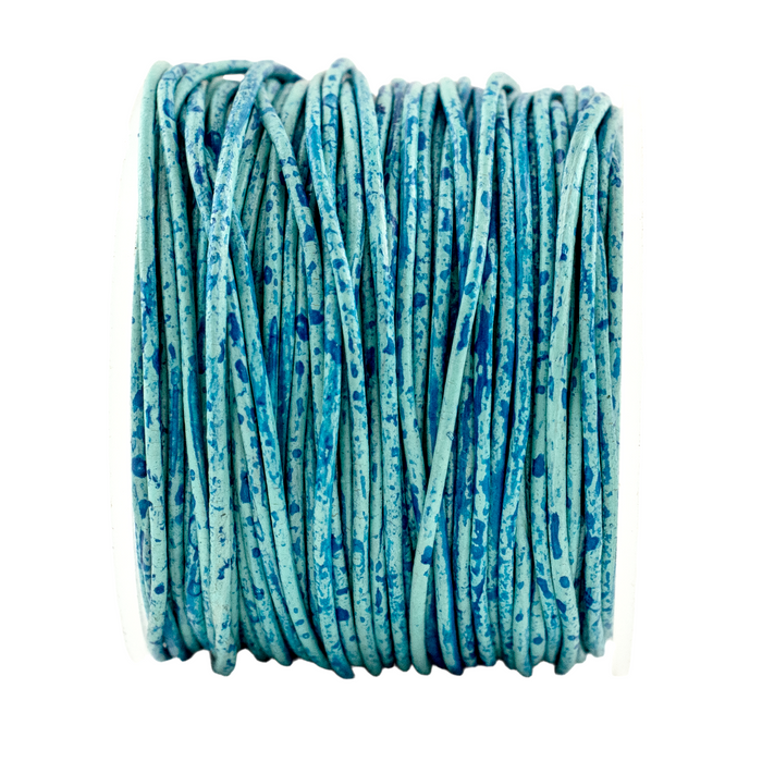 0.8mm Turquoise Speckled Round Leather Cord (75ft)