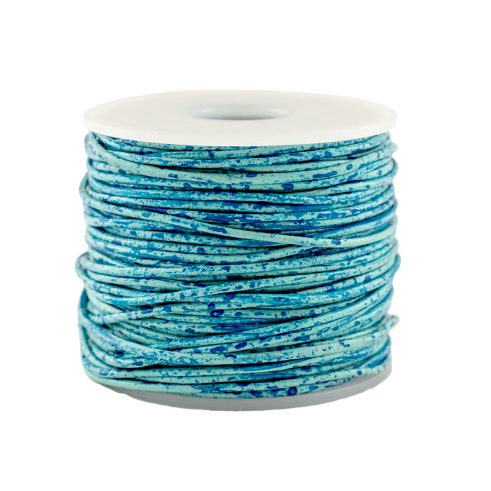 0.8mm Turquoise Speckled Round Leather Cord (75ft)