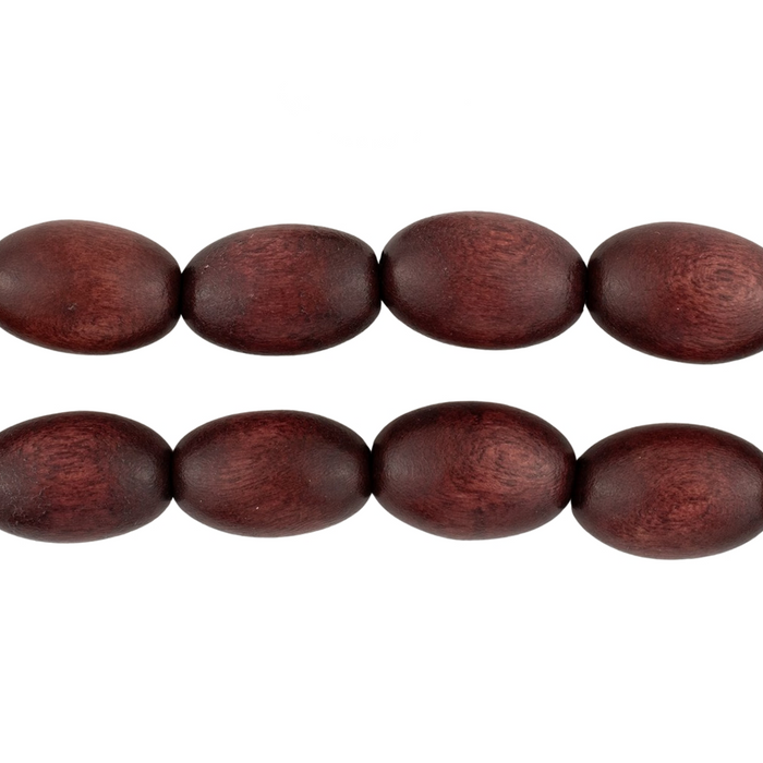 Chestnut Brown Oval Natural Wood Beads (15x10mm)