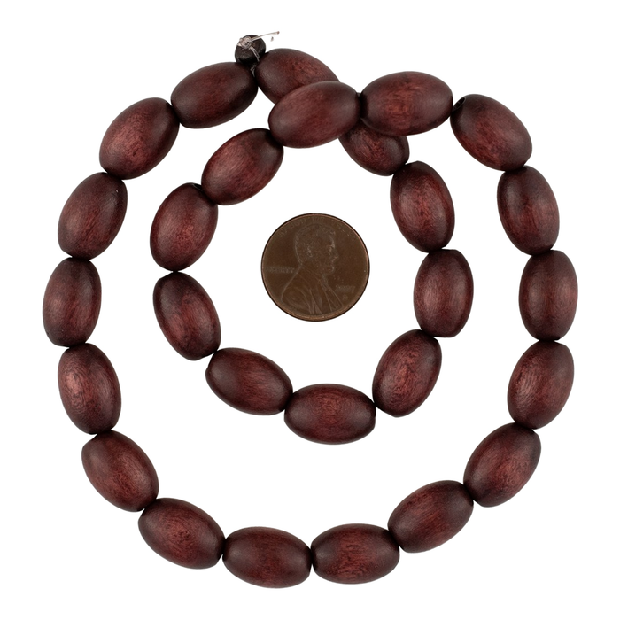 Chestnut Brown Oval Natural Wood Beads (15x10mm)