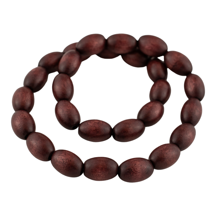 Chestnut Brown Oval Natural Wood Beads (15x10mm)