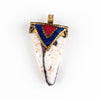 Blue Inlaid Conch Shell Tooth Pendant (55x30mm)