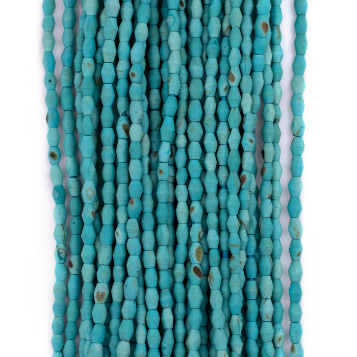 Turquoise Blue Afghani Bicone Rice Beads (4.5 x 2.5mm)