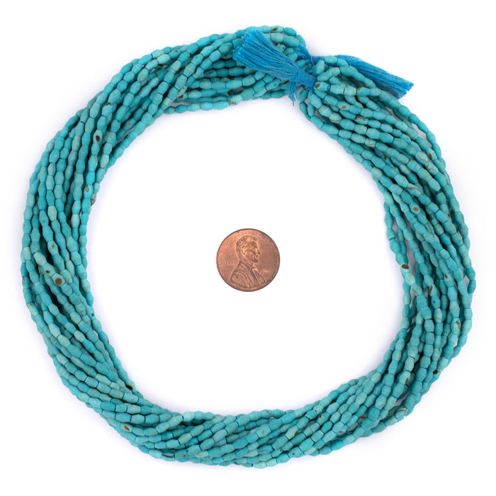 Turquoise Blue Afghani Bicone Rice Beads (4.5 x 2.5mm)