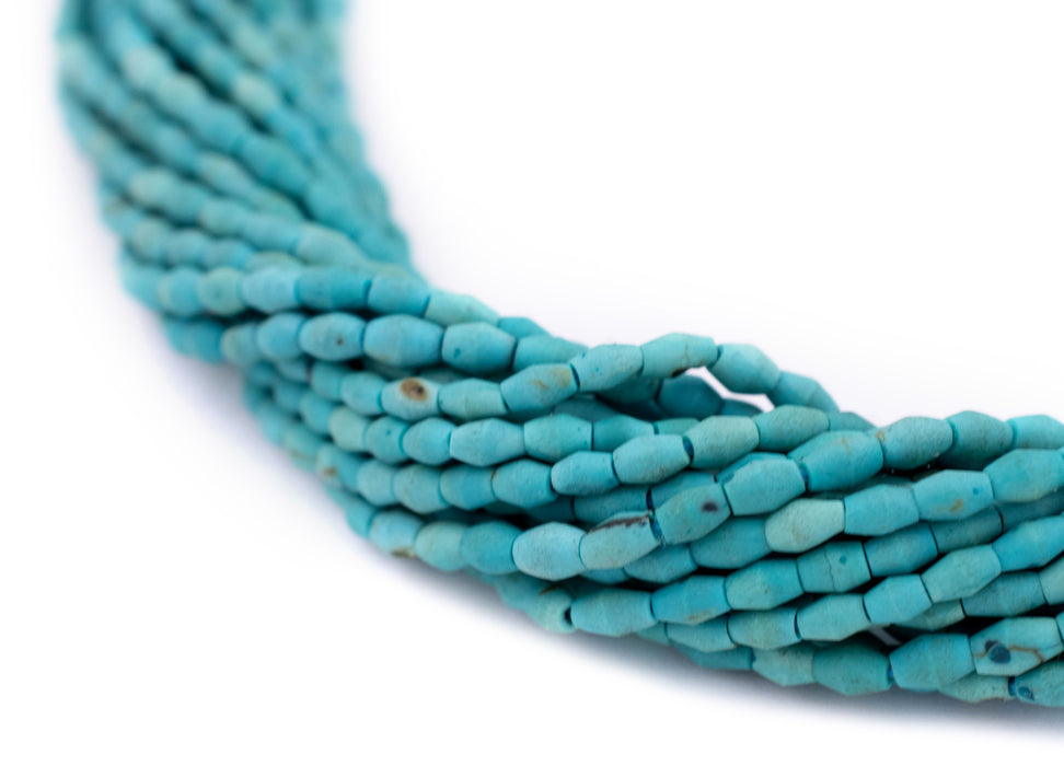 Turquoise Blue Afghani Bicone Rice Beads (4.5 x 2.5mm)